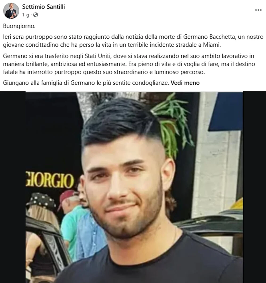 Il post del sindaco di Celano