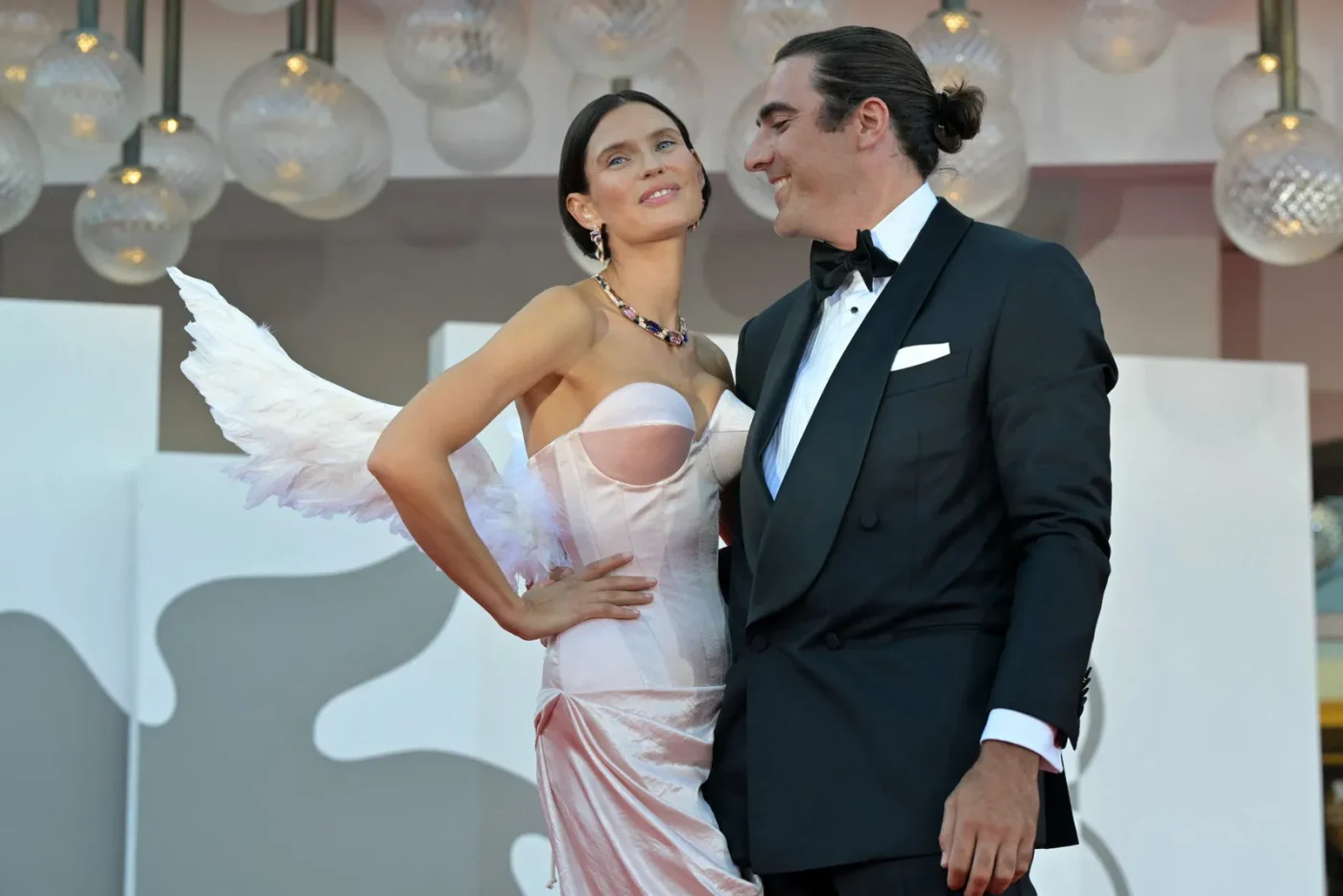Italian model Bianca Balti and Alessandro Cutrera attend the red carpet event ahead of the Opening ceremony of the 83rd...