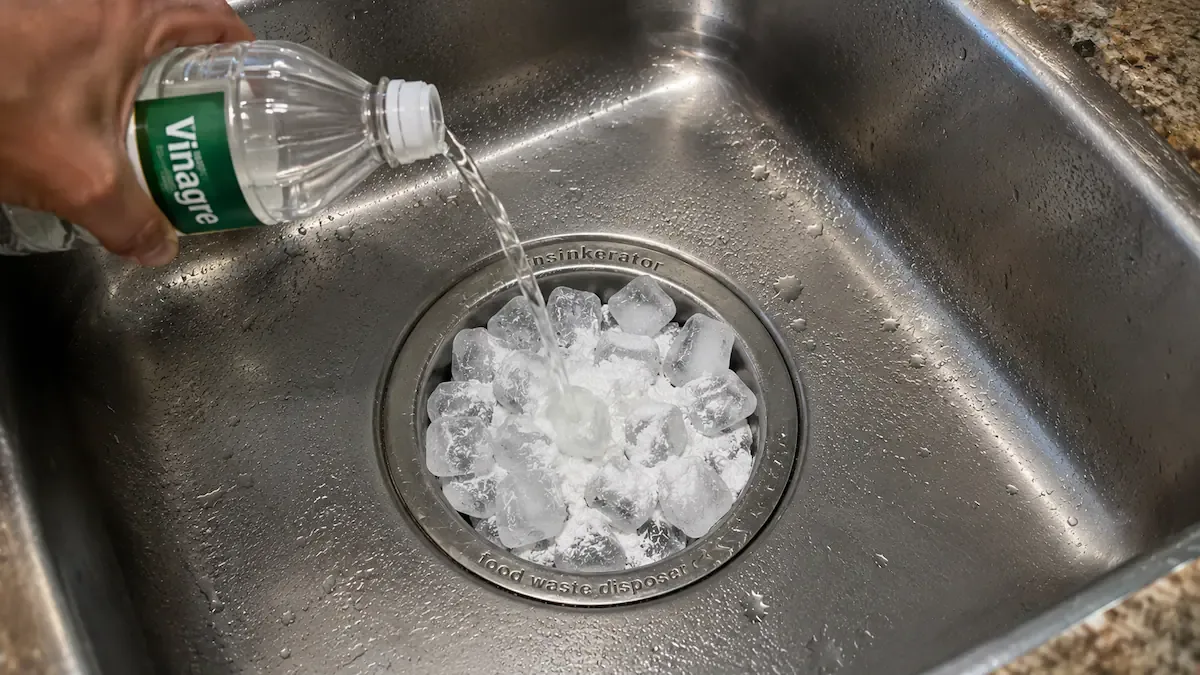 La combinazione usata per rinfrescare e pulire l'interno del trituratore di rifiuti.