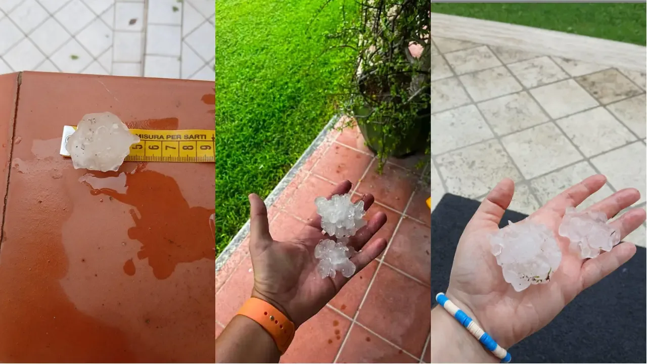 La grandine caduta al Cinquale, Forte dei Marmi e Vittoria Apuana in alcune foto postate sul gruppo Facebook