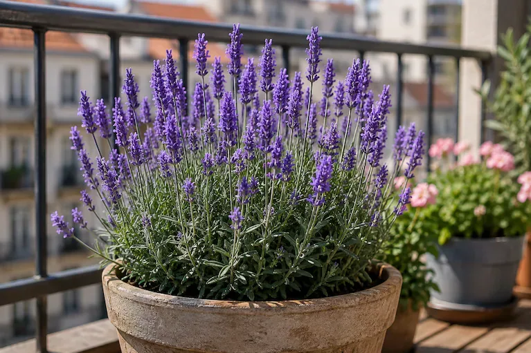 La lavanda es una alternativa ideal para balcones soleados. (Imagen generada con IA)