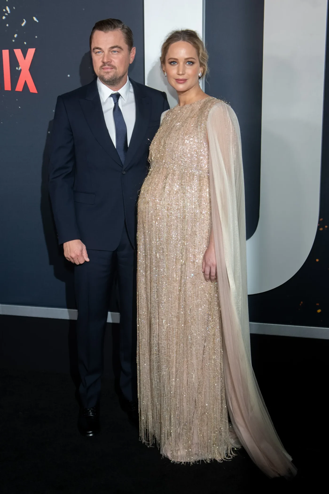 Leonardo DiCaprio e Jennifer Lawrence alla première di Don
