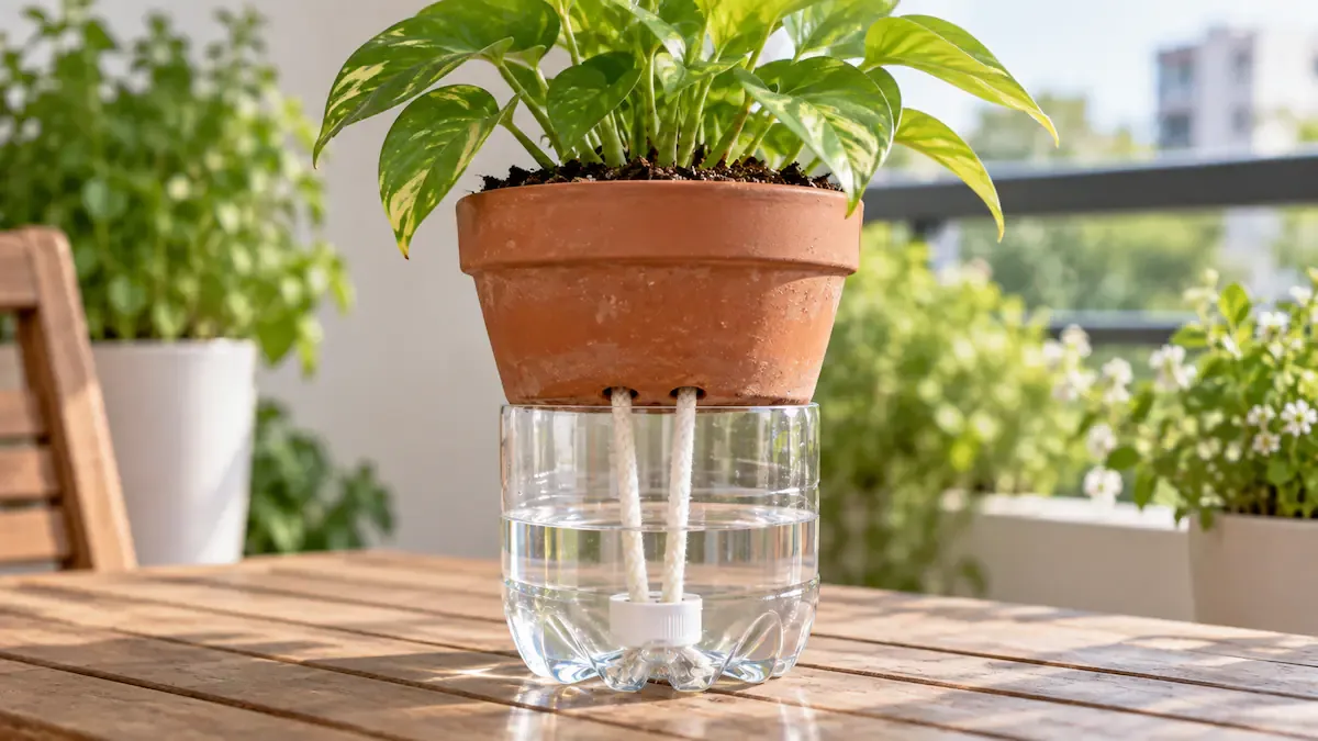 Los cordones absorben el agua y la trasladan poco a poco hacia el sustrato. De esta manera, ayudan a conservar la humedad y reducen el riesgo de que la planta se marchite por falta de agua.