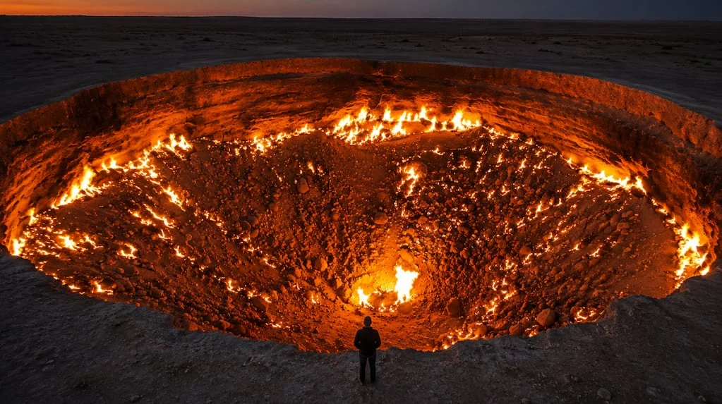 Porta dell'Inferno di Darvaza: il calore del cratere crolla del 75% dopo 55 anni di fiamme continue