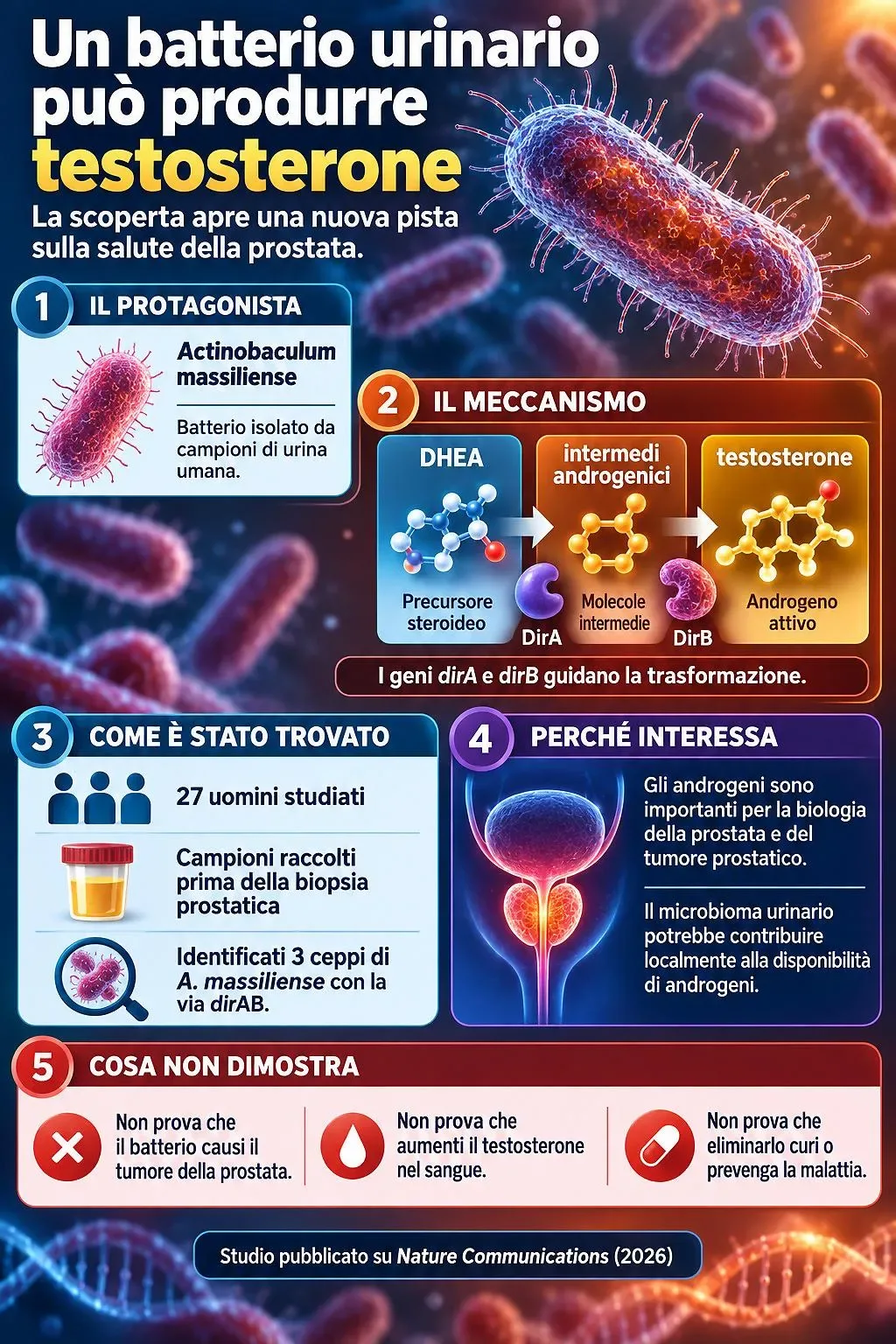 Rappresentazione scientifica di microrganismi batterici nel tratto urinario