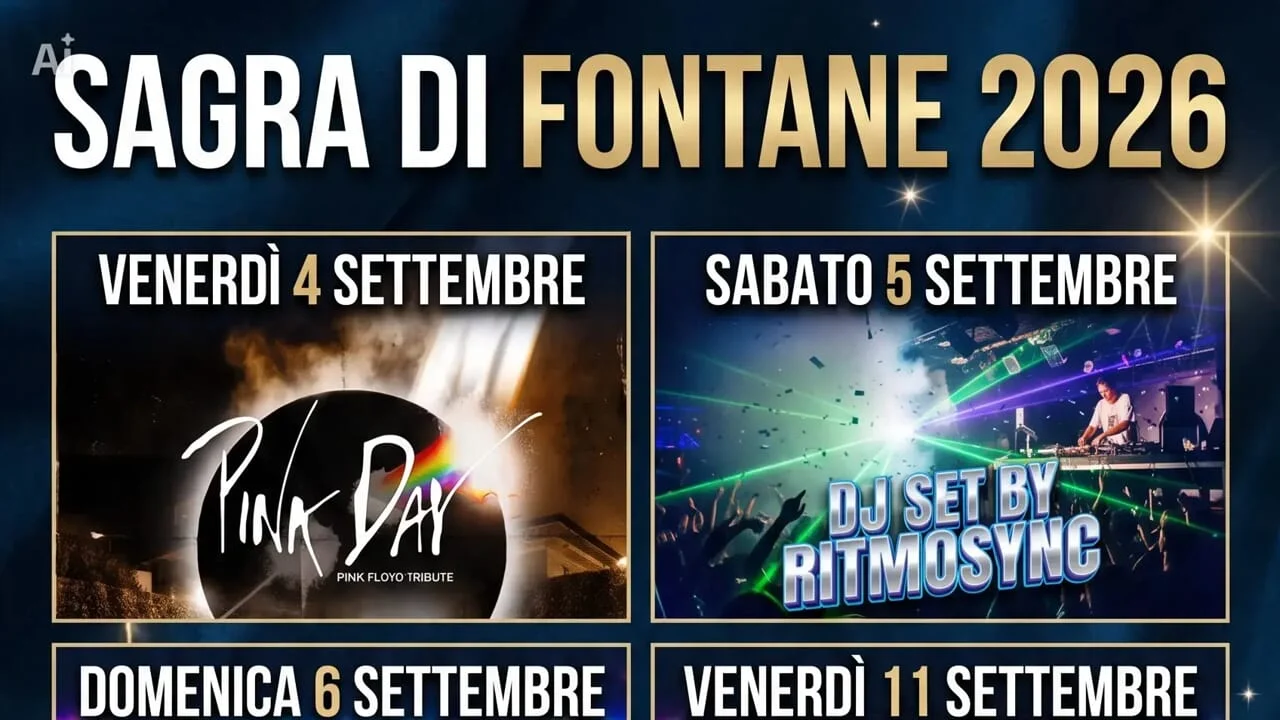 Sagra di Fontane 2026: 8 serate di musica, stand gastronomico e torta gigante a Villorba