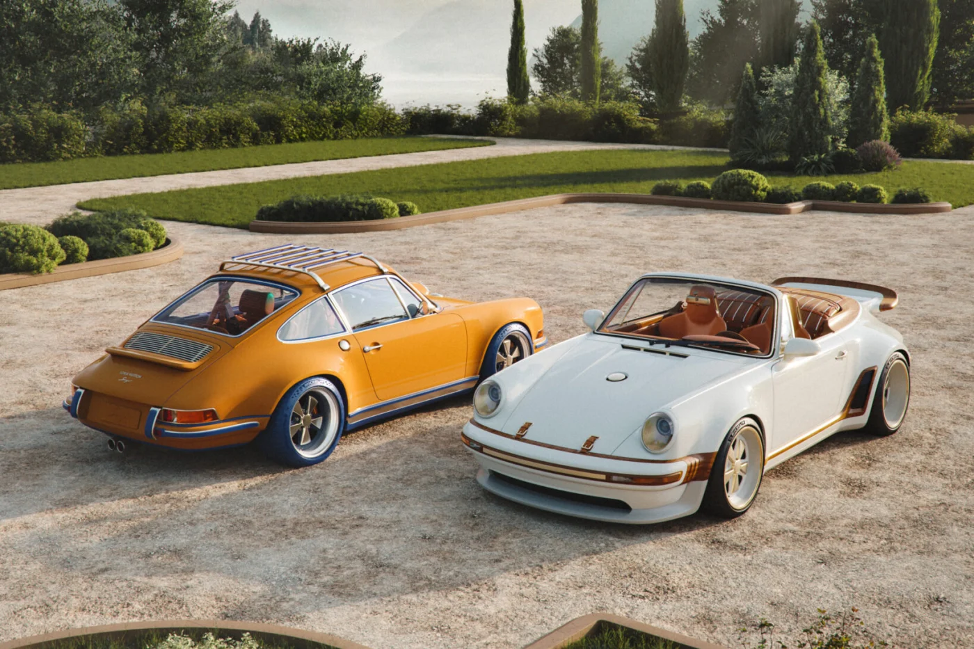 Singer e Louis Vuitton firmano due Porsche 911 uniche: debutto a Monterey con dettagli nautici e alta orologeria