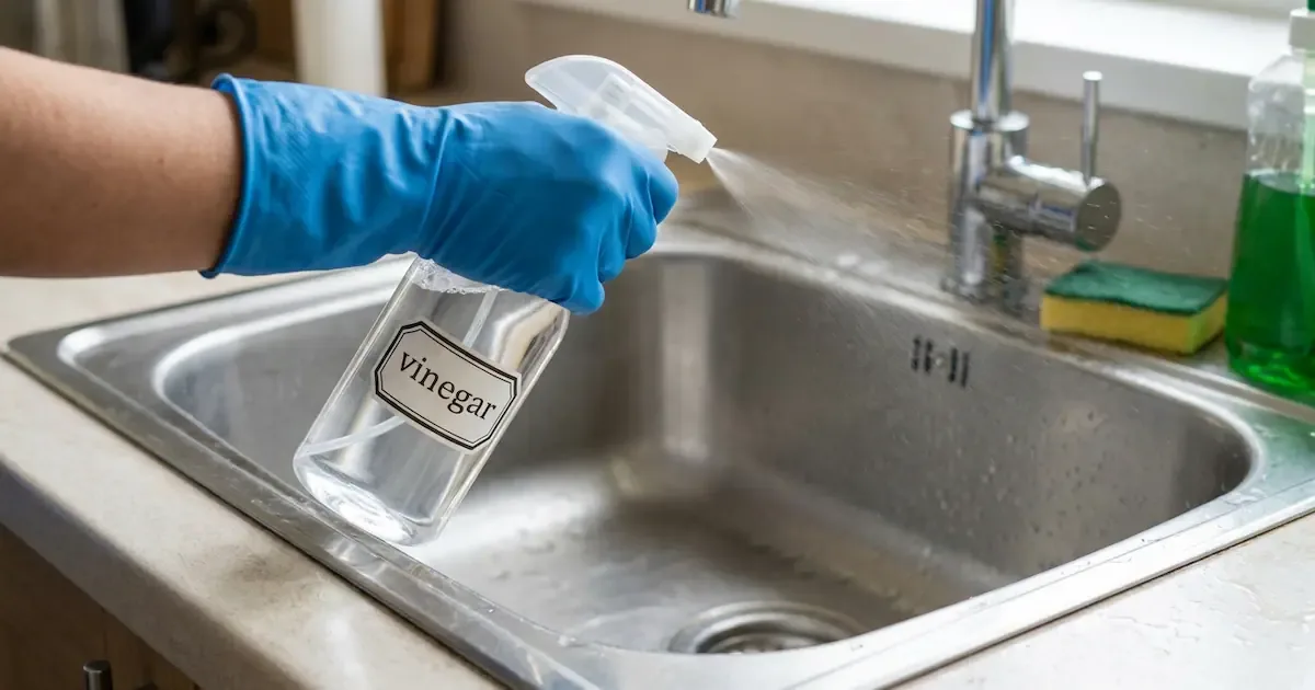 Spruzzare aceto bianco nel lavello della cucina: perché farlo agire per 15 minuti