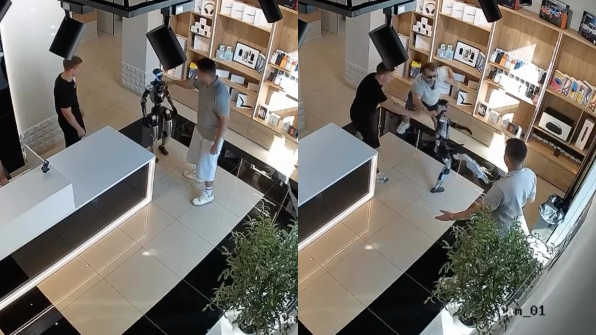 Un robot prende a calci un cliente in un negozio a Saratov: il video fa il giro del web