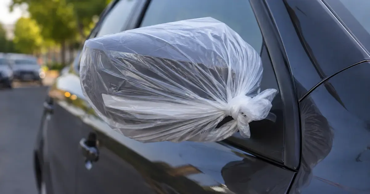 Un sacchetto di plastica sugli specchietti dell'auto: il metodo contro ghiaccio e graffi