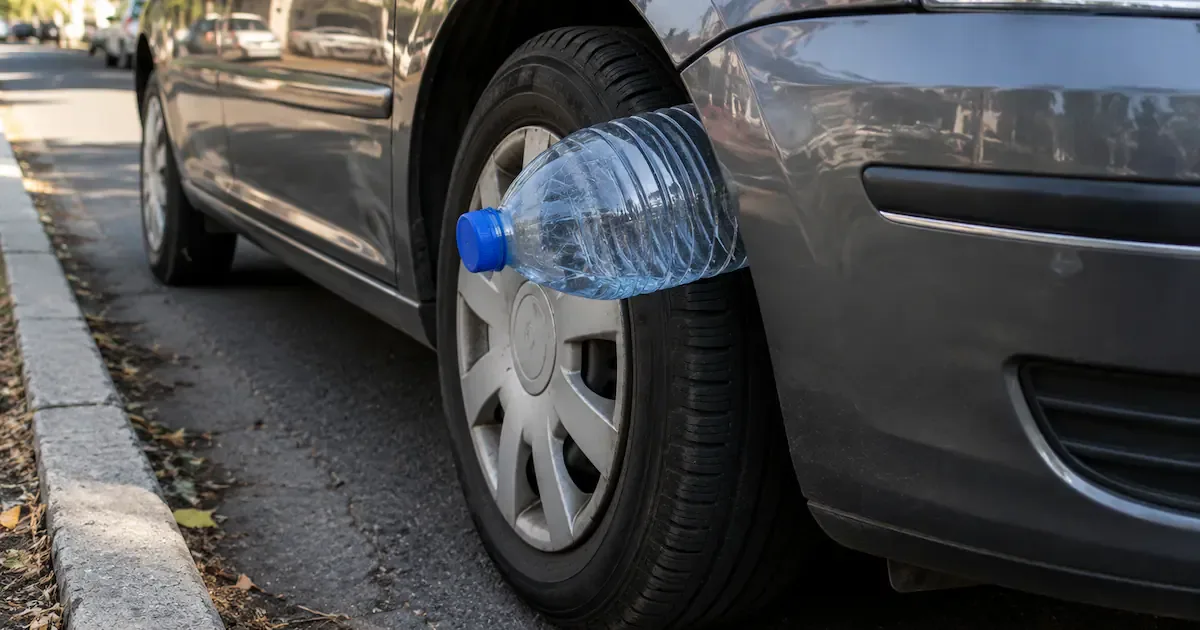 Una bottiglia di plastica sulla ruota dell'auto: il trucco usato per i furti in pochi secondi