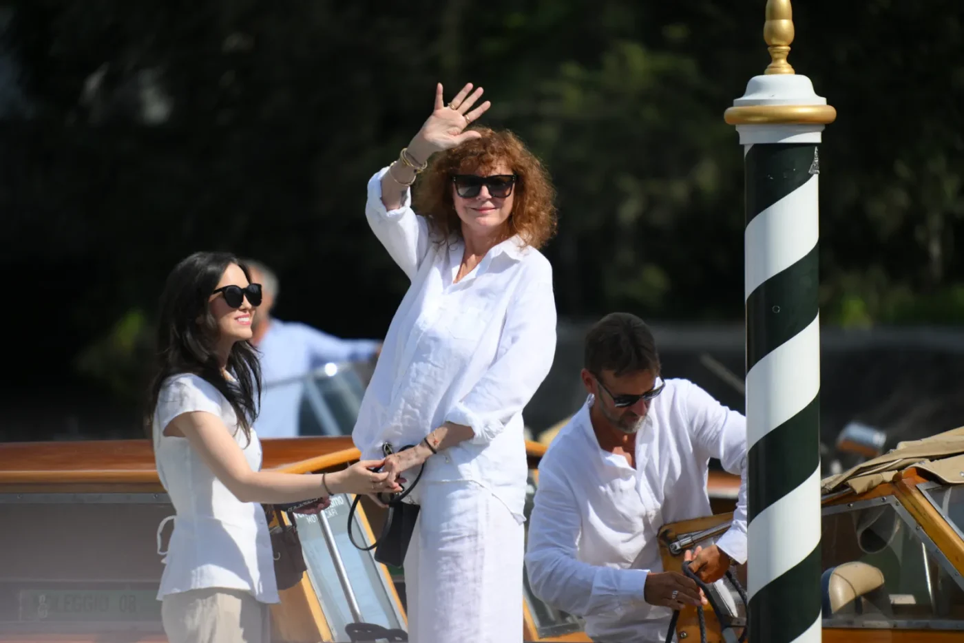 US actress Susan Sarandon is pictured at the Excelsior Pier during the 83rd Venice International Film Festival at Venice...