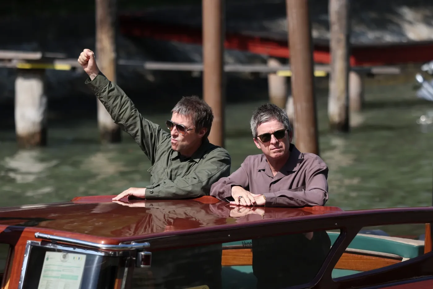 VENICE ITALY SEPTEMBER 05 Liam Gallagher and Noel Gallagher are seen during the 83rd Venice International Film Festival...