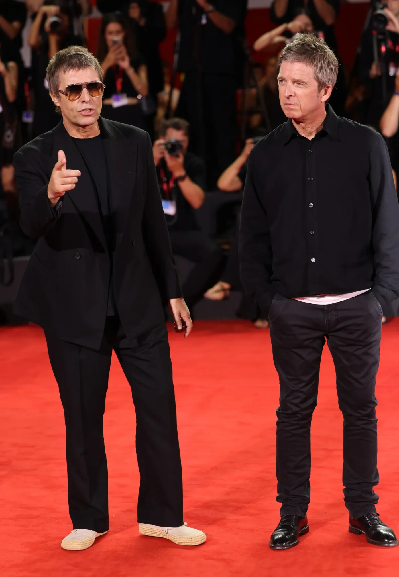 VENICE ITALY SEPTEMBER 05 Noel Gallagher and Liam Gallagher attend the Oasis Don