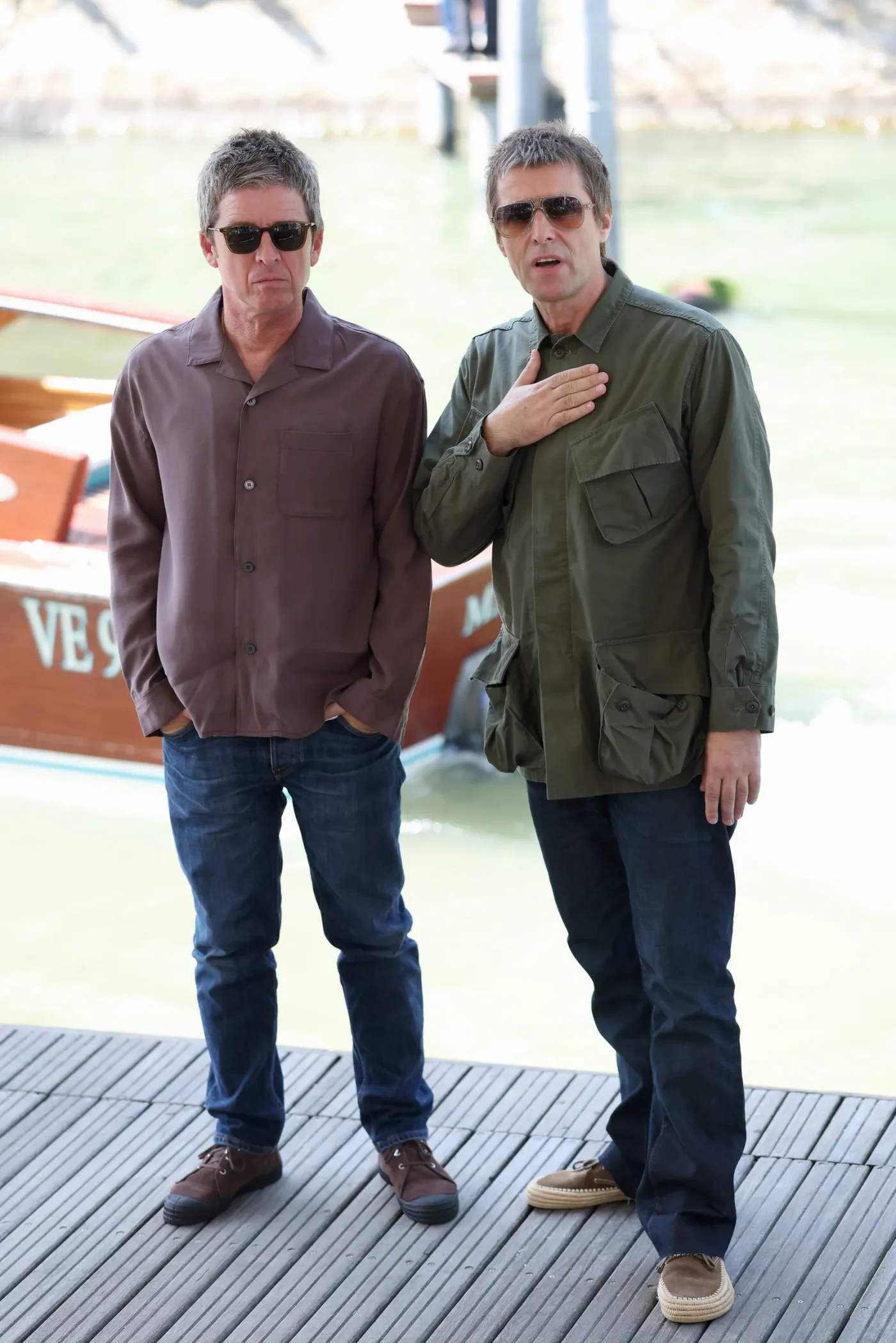 VENICE ITALY SEPTEMBER 05 Noel Gallagher and Liam Gallagher are seen during the 83rd Venice International Film Festival...