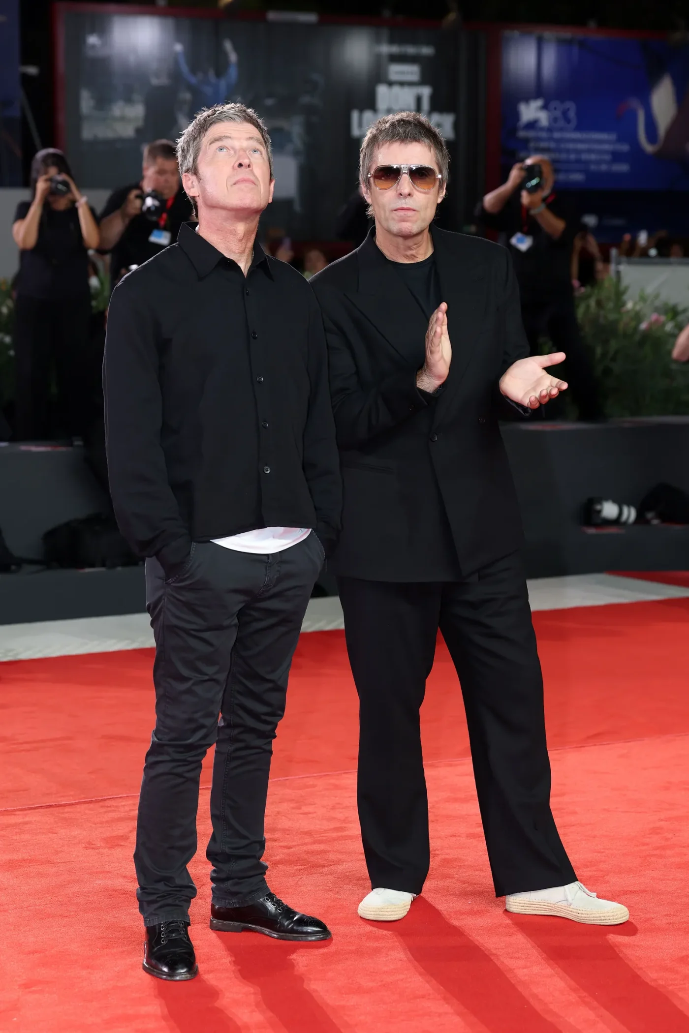 VENICE ITALY SEPTEMBER 05 Noel Gallagher and Liam Gallagher attend the Oasis Don