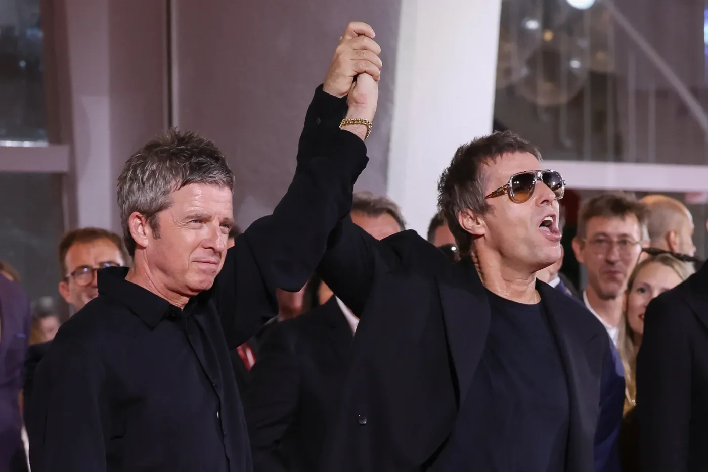 VENICE ITALY SEPTEMBER 05 Noel Gallagher and Liam Gallagher