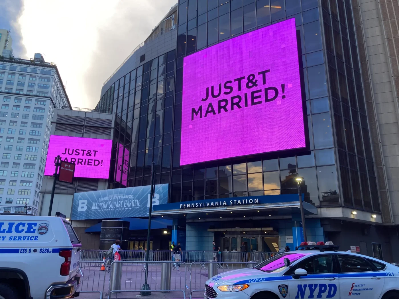 A billboard on Madison Square Garden displaying