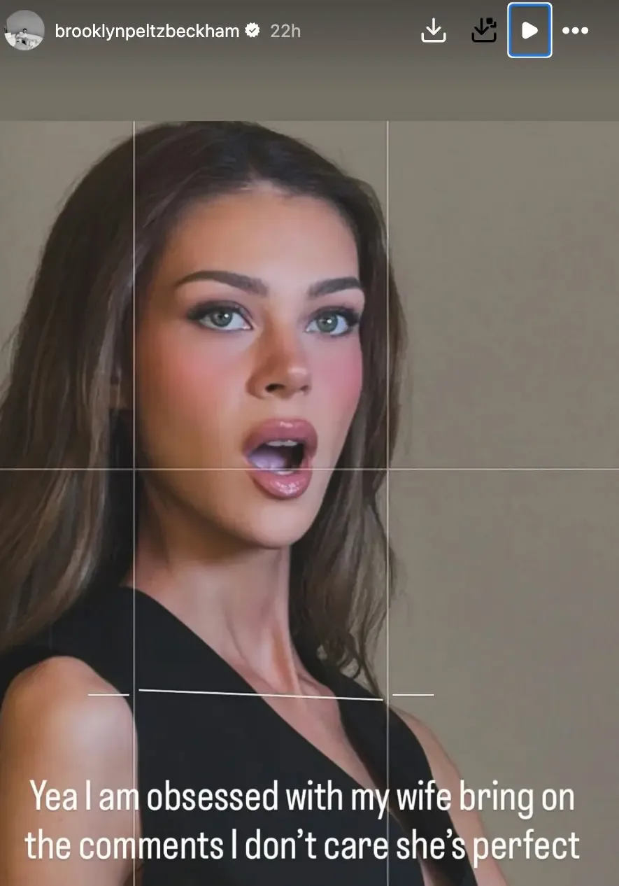 A screenshot of an Instagram story featuring a portrait of Nicola Peltz with the text