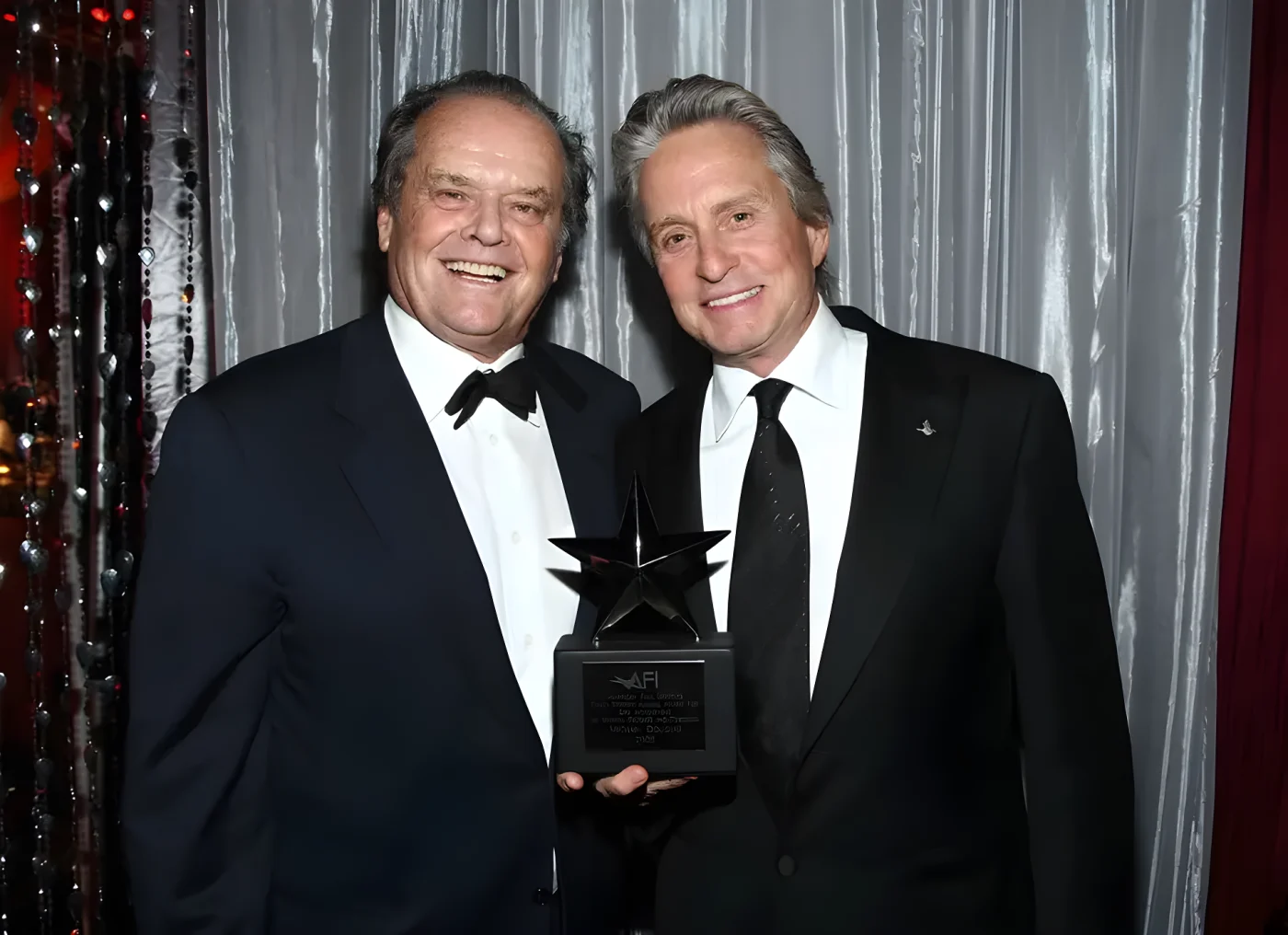 Actor Jack Nicholson (L) and actor Michael Douglas, recipient of the Life Achievement In Motion Pictures and Television award attend the AFI Life Achievement Award: A Tribute to Michael Douglas at Sony Pictures Studios on June 11, 2009 in Culver City, California.