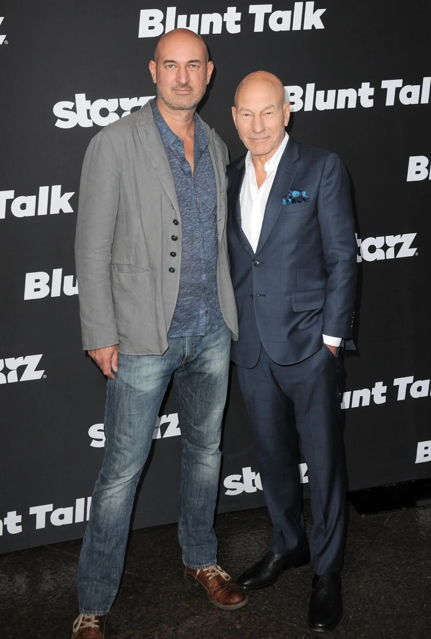 Actors Daniel Stewart and Patrick Stewart arrive at the premiere of STARZ
