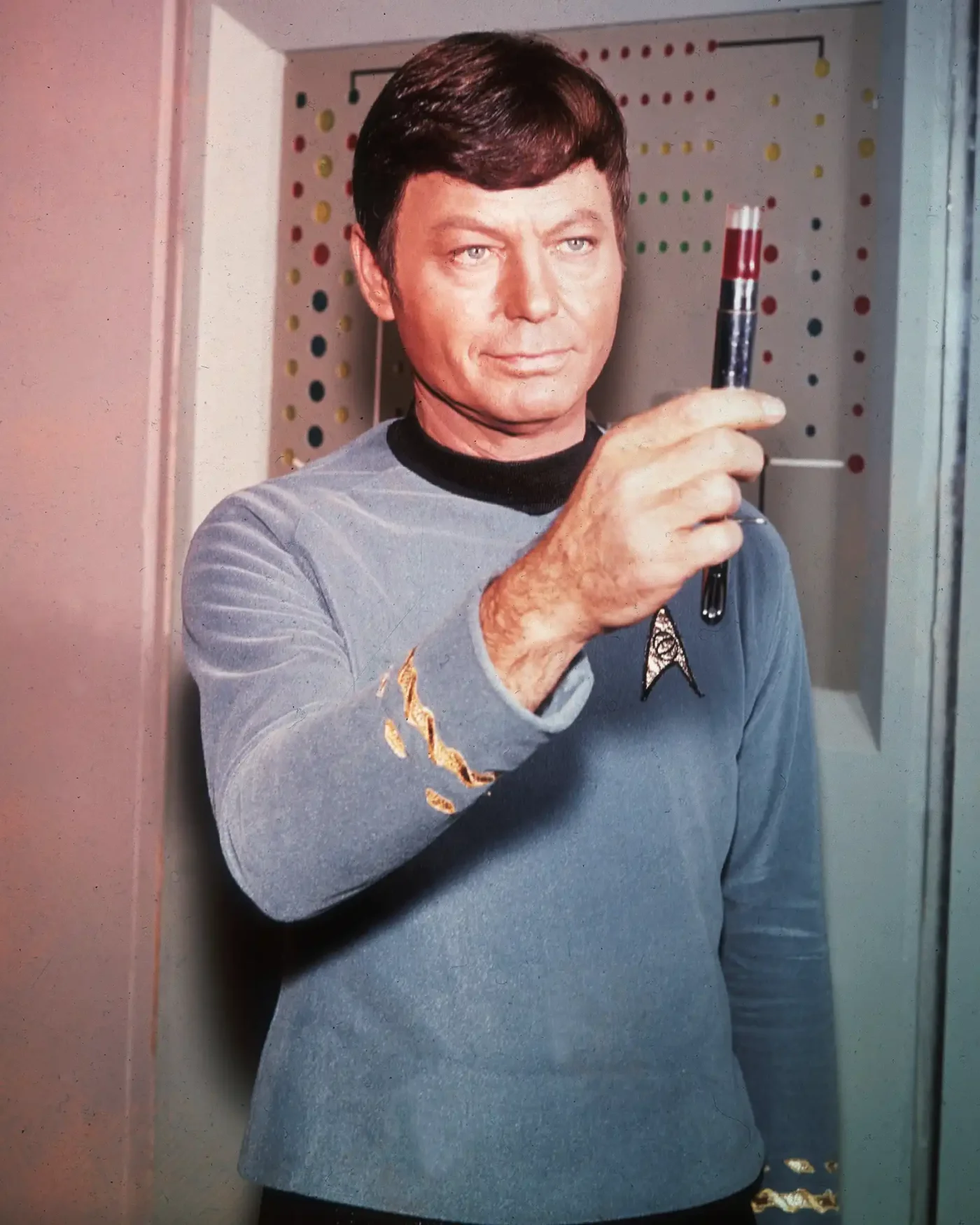 American actor DeForest Kelley (1920 - 1999), portraying Dr