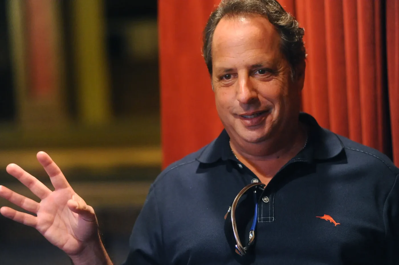 American comedian and actor Jon Lovitz gestures during an interview.