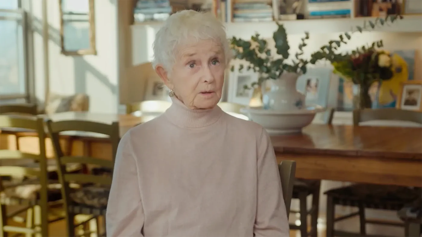 Barbara Barrie sitting indoors in an interview setting.