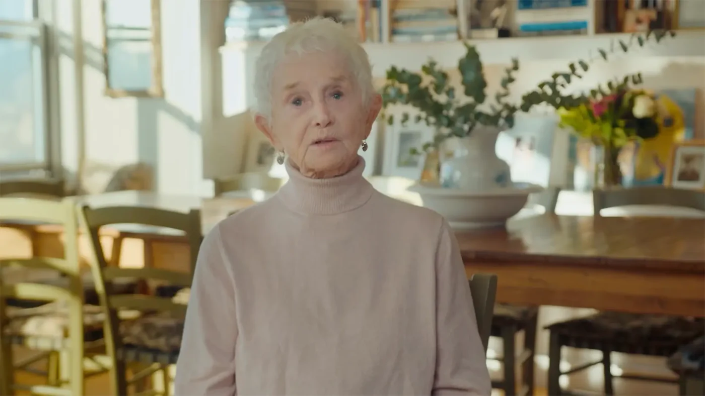 Barbara Barrie sitting indoors in an interview setting.