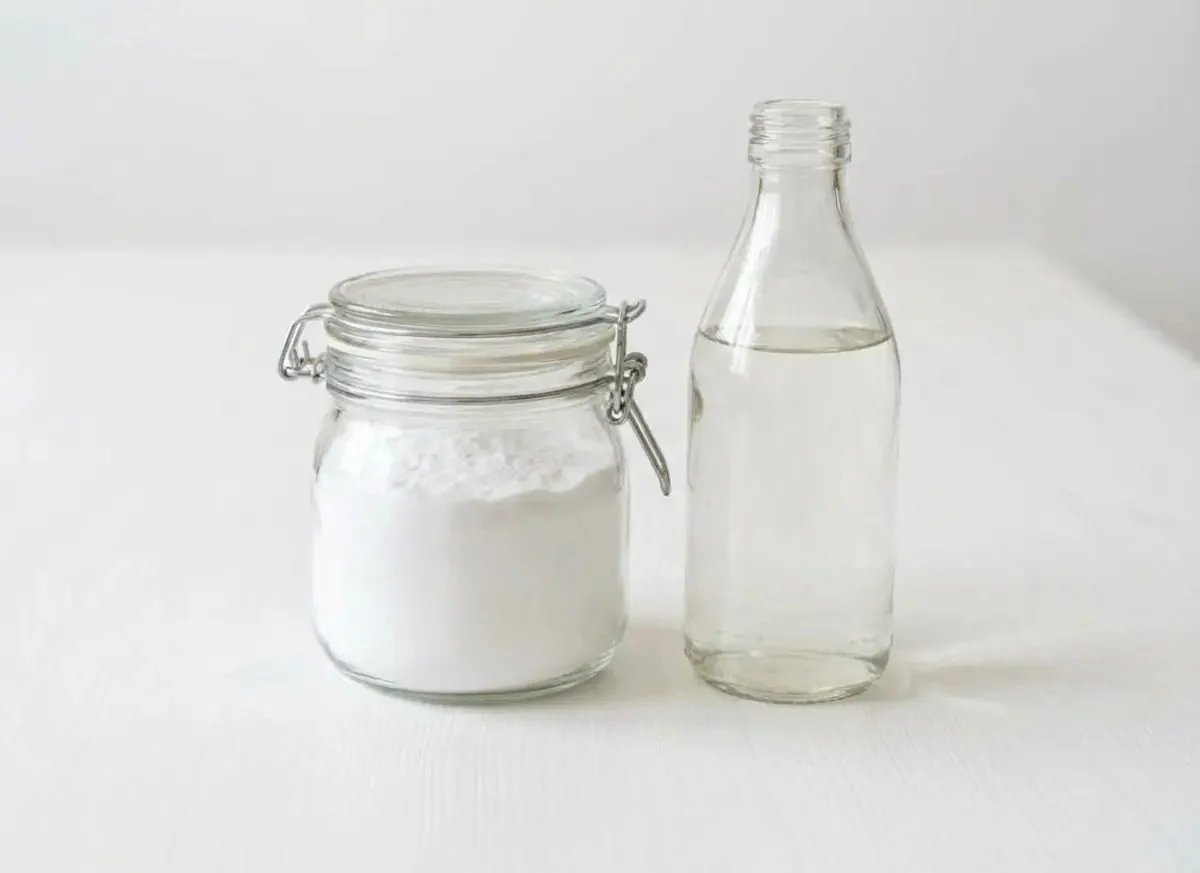 Bicarbonato de sodio y vinagre blanco.