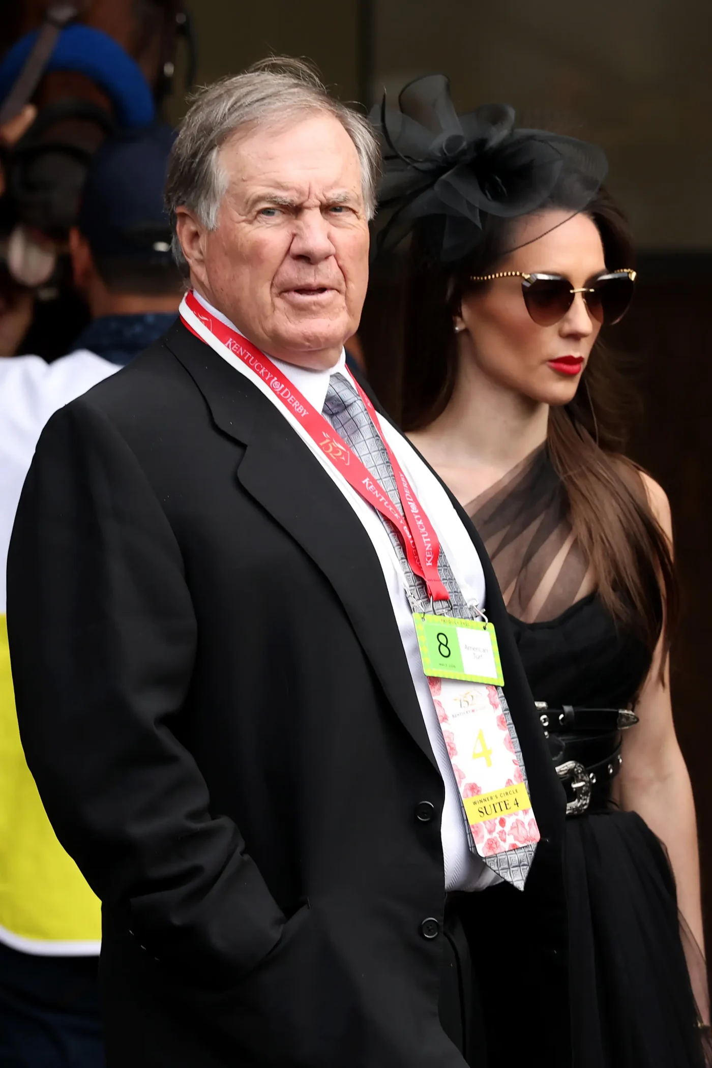 Bill Belichick and Jordon Hudson are seen at the Kentucky Derby.