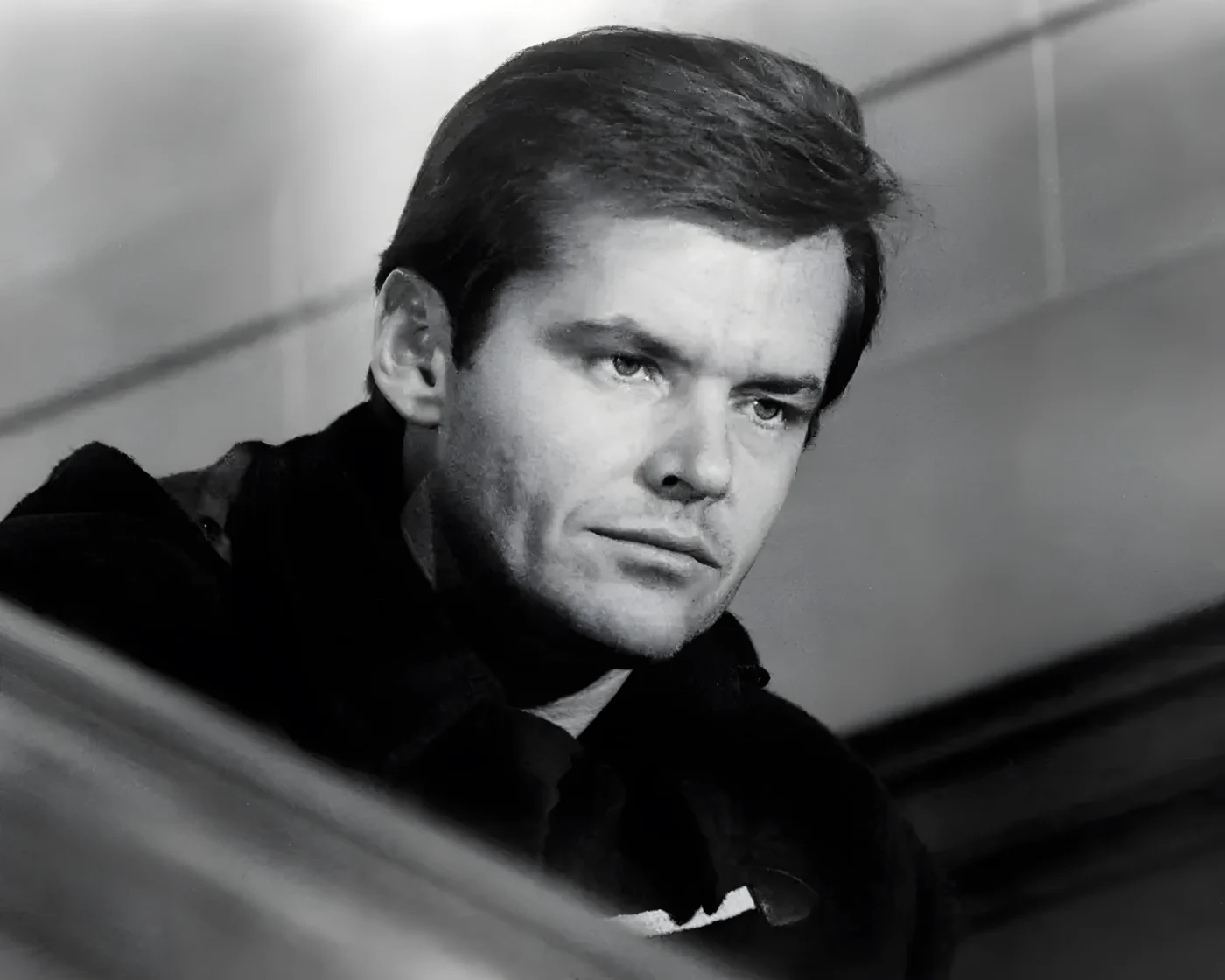 Black and white photo of Jack Nicholson in 1970.