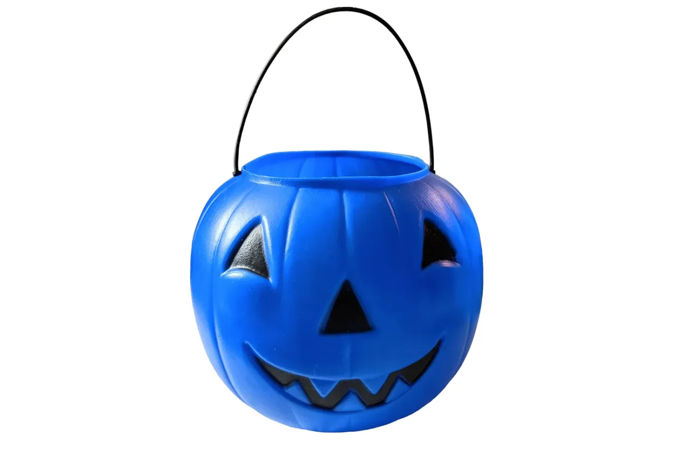 Blue Plastic Pumpkin Bucket for Halloween.