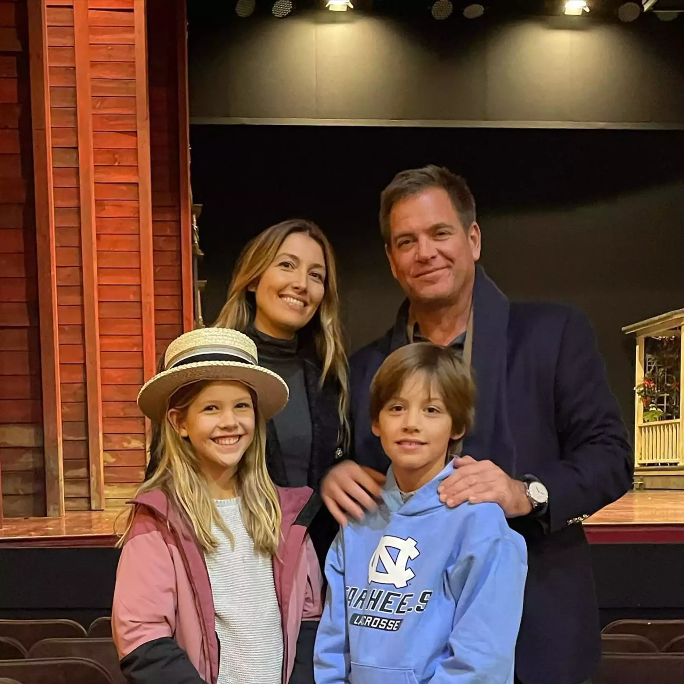 Bojana Jankovic Weatherly and Michael Weatherly are pictured with their son and daughter.