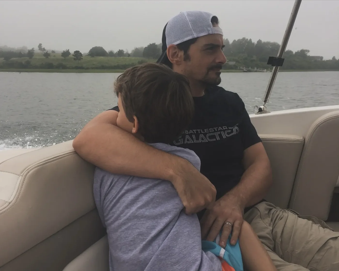 Brad Paisley with one of his two sons in a photo shared in 2024.