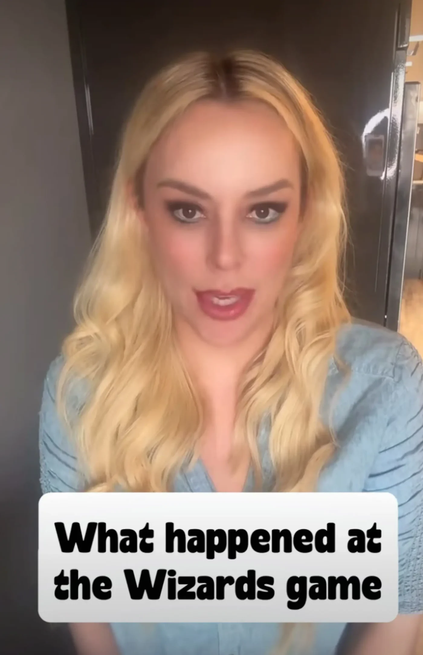 Britt McHenry speaking with text overlay reading