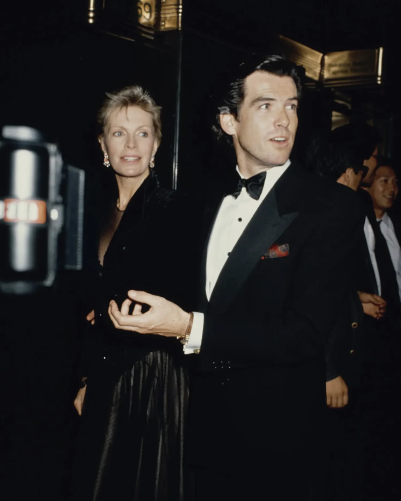 Cassandra Harris and Pierce Brosnan in New York City in November 1989.
