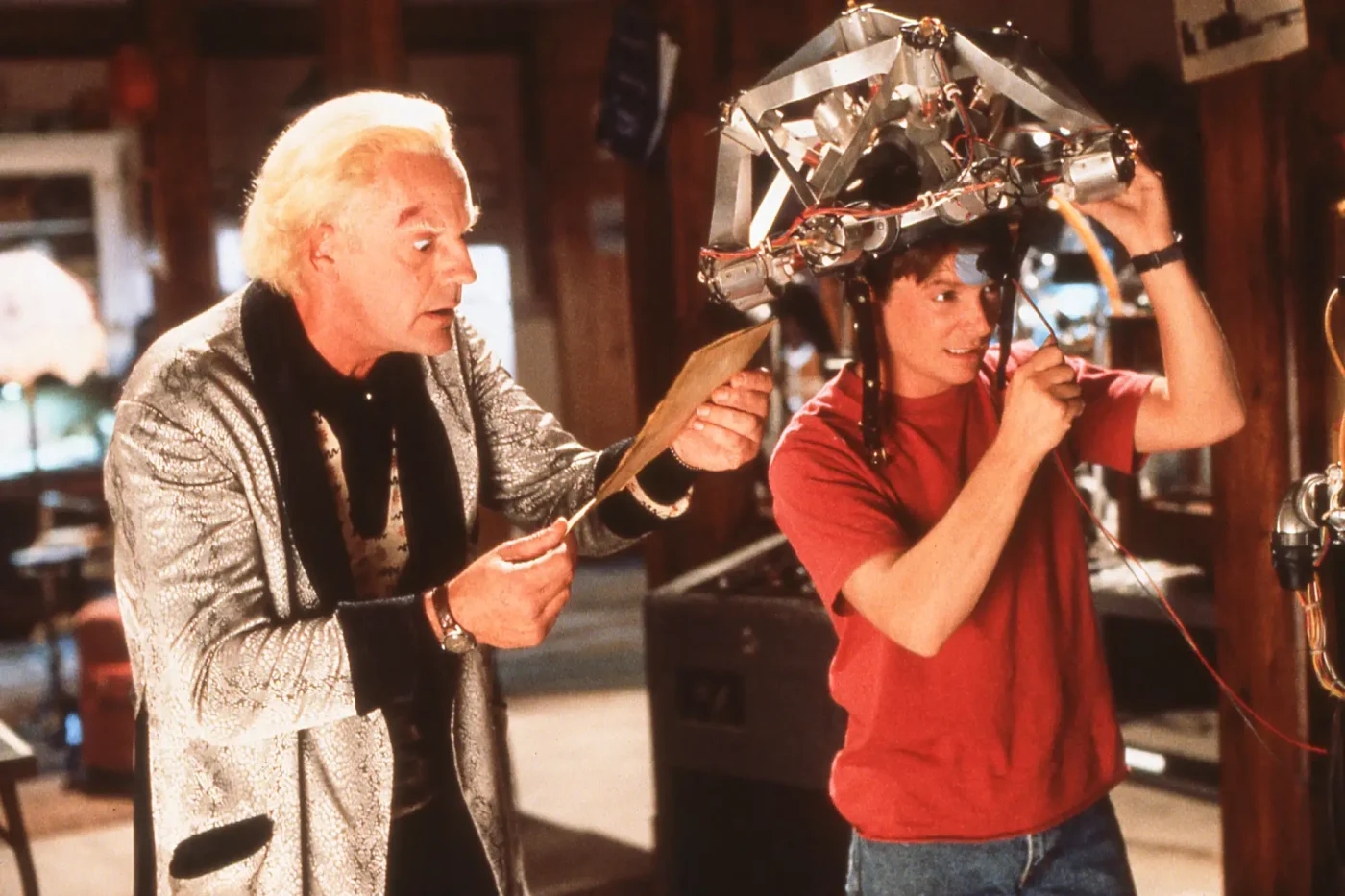Christopher Lloyd (L) and Michael J. Fox