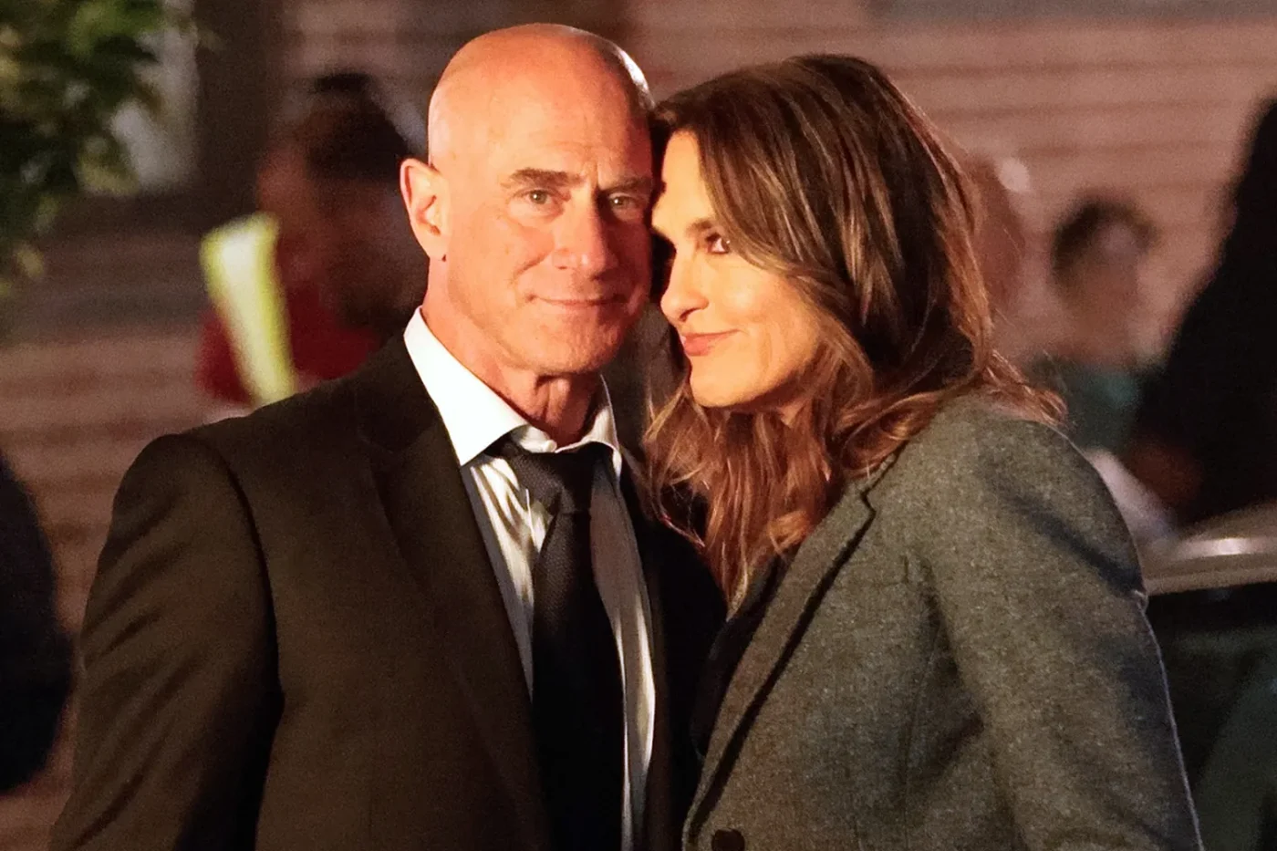 Christopher Meloni and Mariska Hargitay are seen on the film set of the TV series
