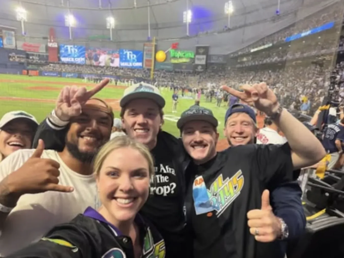Connor Cruise with friends at a baseball game
