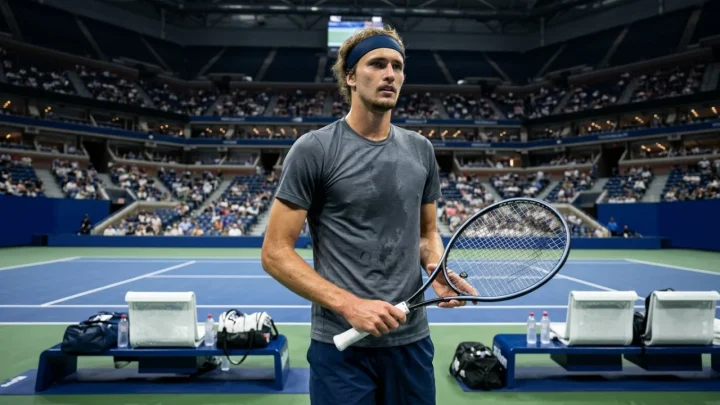 Alexander Zverev sul campo da tennis durante il Masters 1000 di Shanghai