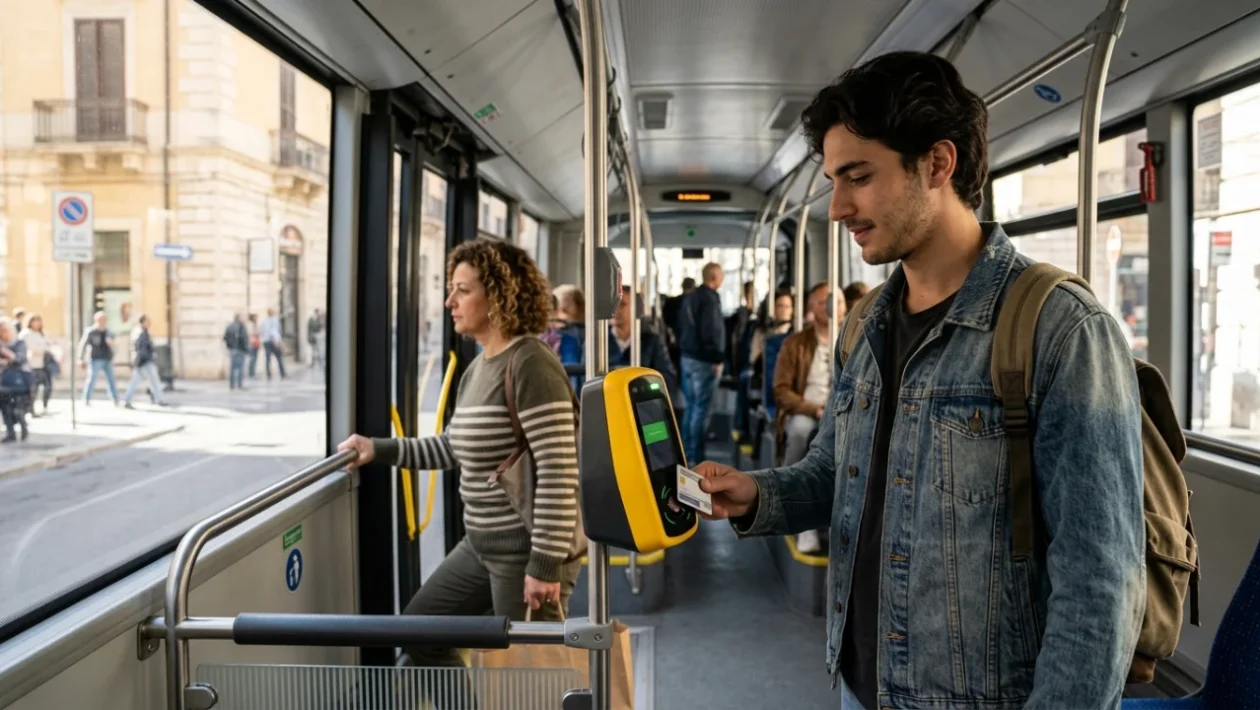 Autobus del trasporto pubblico urbano in circolazione nella città di Bari