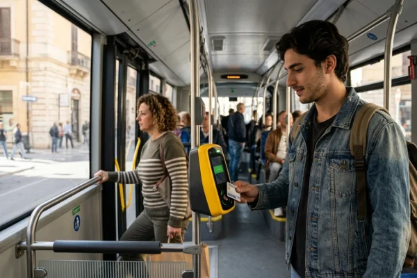 Autobus del trasporto pubblico urbano in circolazione nella città di Bari