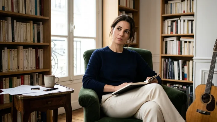 Charlotte Casiraghi ritratta durante un evento culturale legato alla letteratura