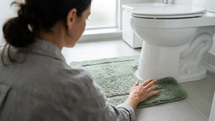 Toilet fitted with a fabric cover on the seat lid