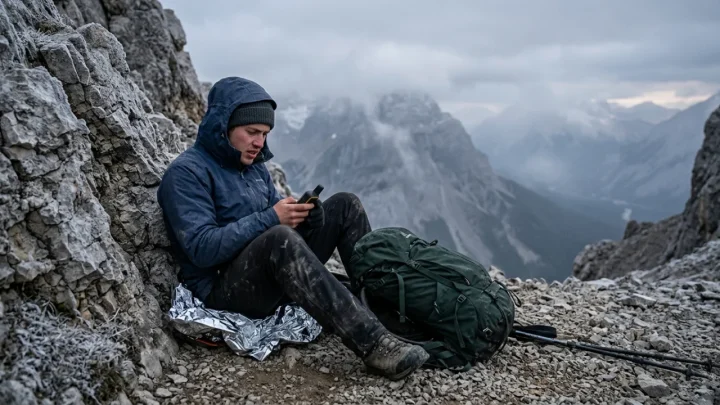 Paesaggio montano canadese con vette rocciose e boschi selvaggi