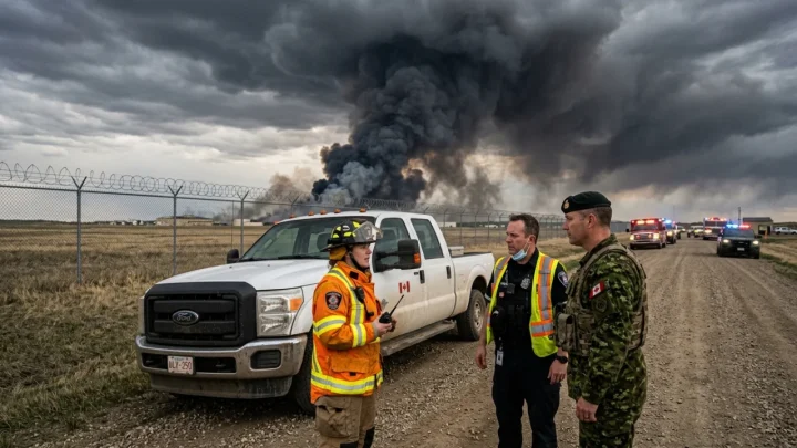 Area della Canadian Forces Base Wainwright in Alberta durante le operazioni di soccorso