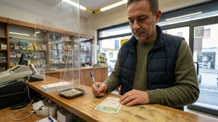 Ricevitoria con schedine per le estrazioni di Lotto, SuperEnalotto e 10eLotto