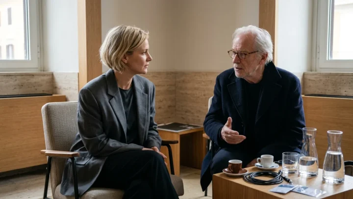 Scena del film Fatherland con Hanns Zischler e Sandra Hüller