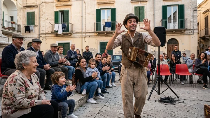 Piazza Iqbal Masih a Mesagne durante una manifestazione di comunità